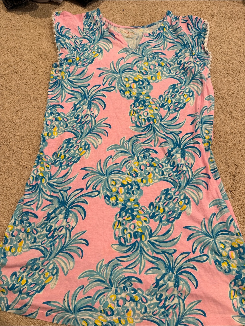 Lilly Pulitzer Kids Pink Pineapple Print Dress sz 12/14